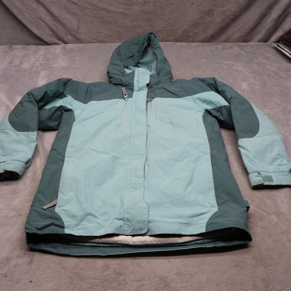 Cabelas Jacket Kids Medium Blue Hooded Insulated Winter Ski Removable Liner 3in1